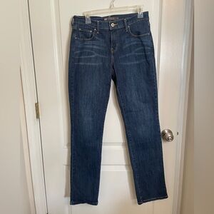 Levis 505 straight leg denim jeans women dark wash stretch 6